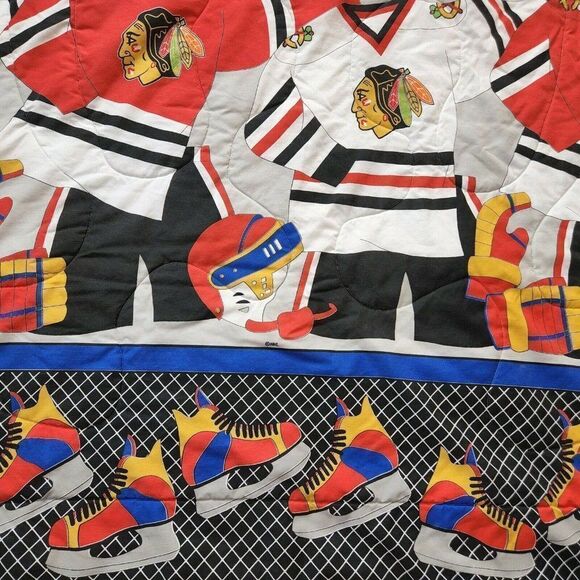 Vintage Chicago Blackhawks Twin Comforter Blanket Ice Hockey Tommy Hawk - Picture 5 of 6